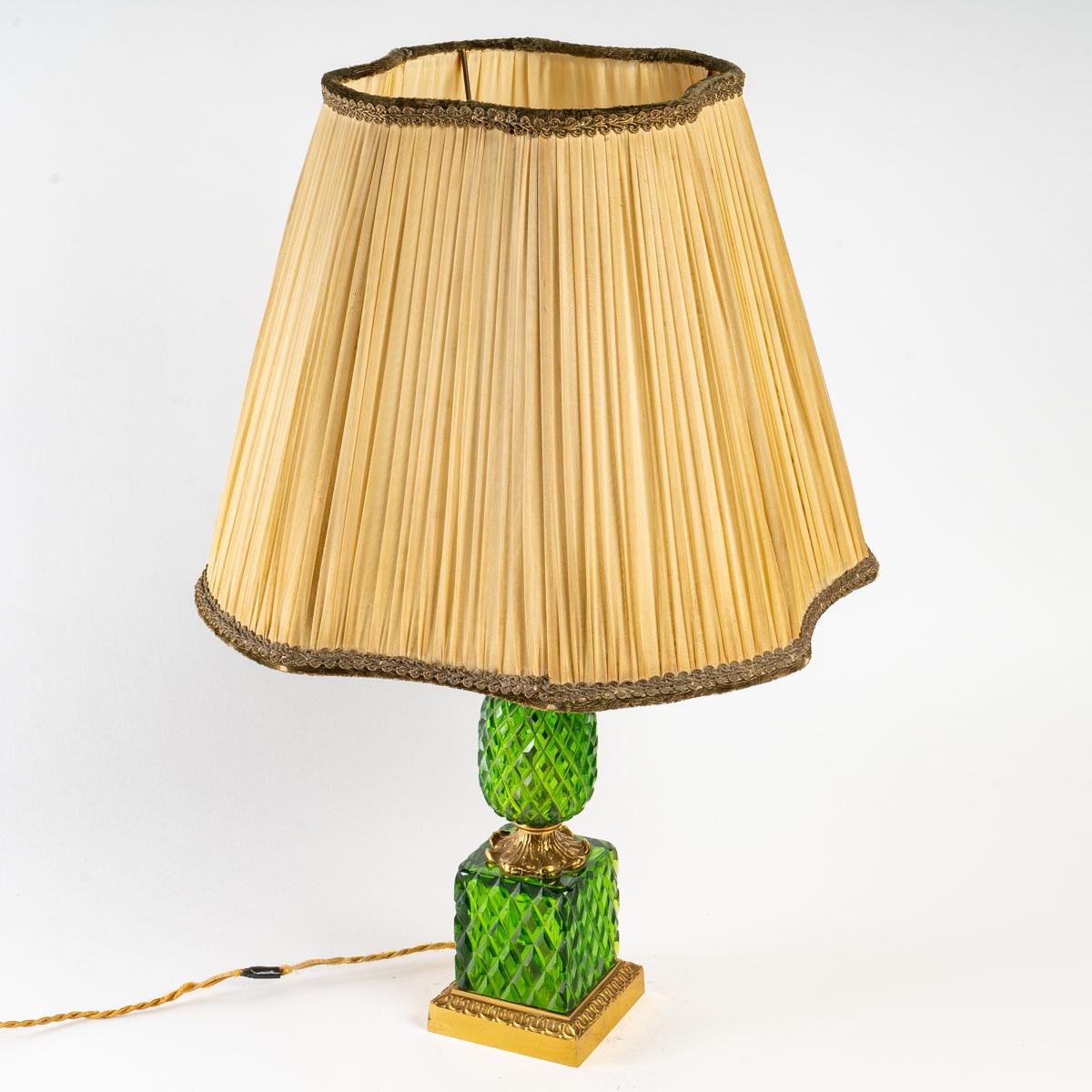 Mid-Century Modern Green crystal and bronze 