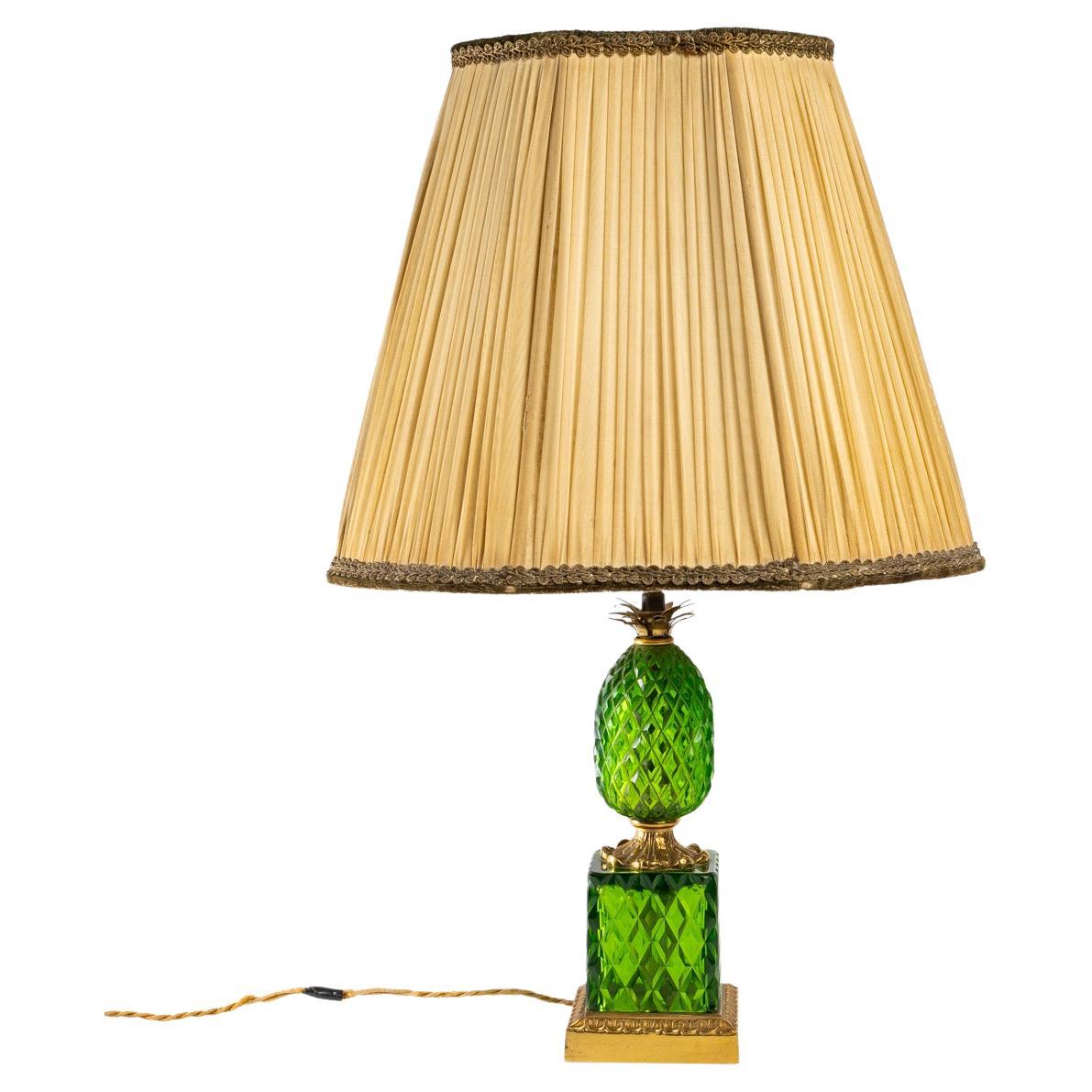 Green crystal and bronze "Pineapple" lamp. For Sale at 1stDibs