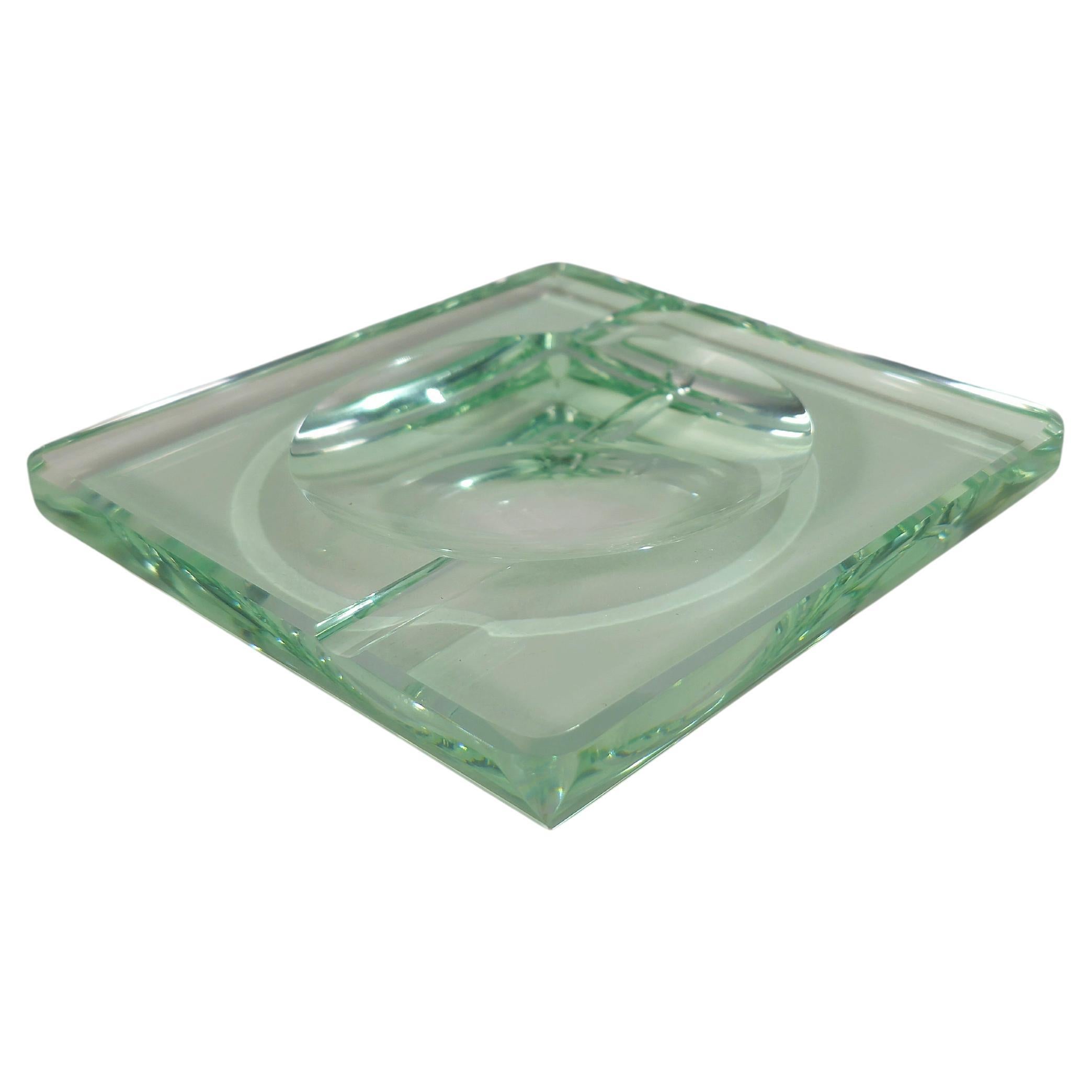 Posacenere in cristallo verde di Fontana Arte Mid-Century Modern Design Italy 1960s