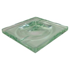 Green Crystal Ashtray by Fontana Arte Mid-Century Modern Design Italy 1960s