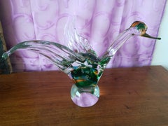 Green Crystal Blown Glass Duck
