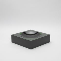 Green Crystal Convex Bowl by KA Glass