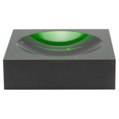 Green Crystal Convex Bowl by KA Glass
