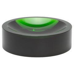 Green Crystal Convex Bowl by KA Glass