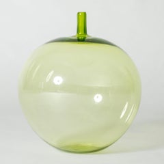 Green Crystal Glass Apple by Ingeborg Lundin for Orrefors, Sweden, 1957