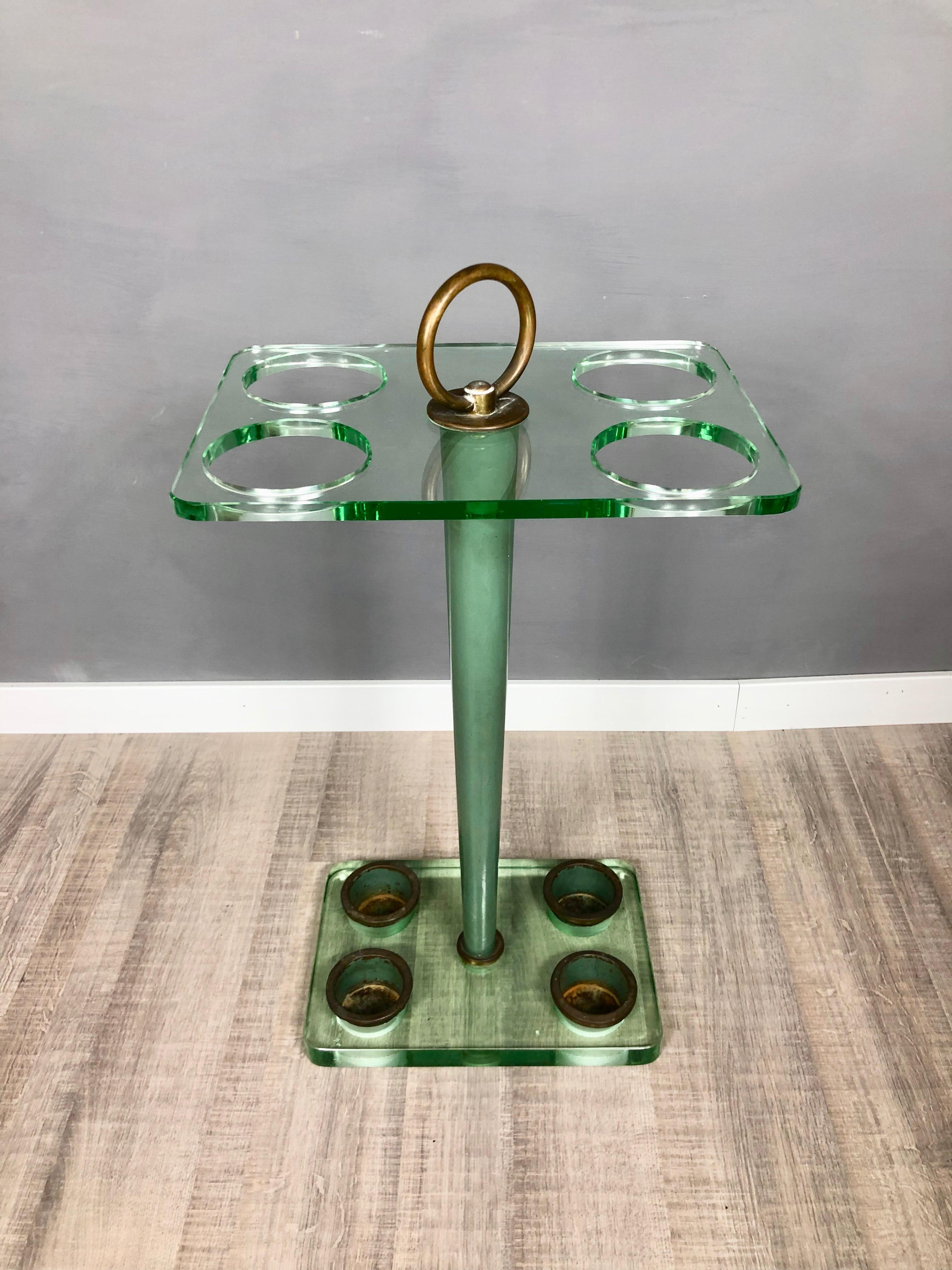 Italian Green Crystal Umbrella Stand by Pietro Chiesa for Fontana Arte, 1950s, Italy