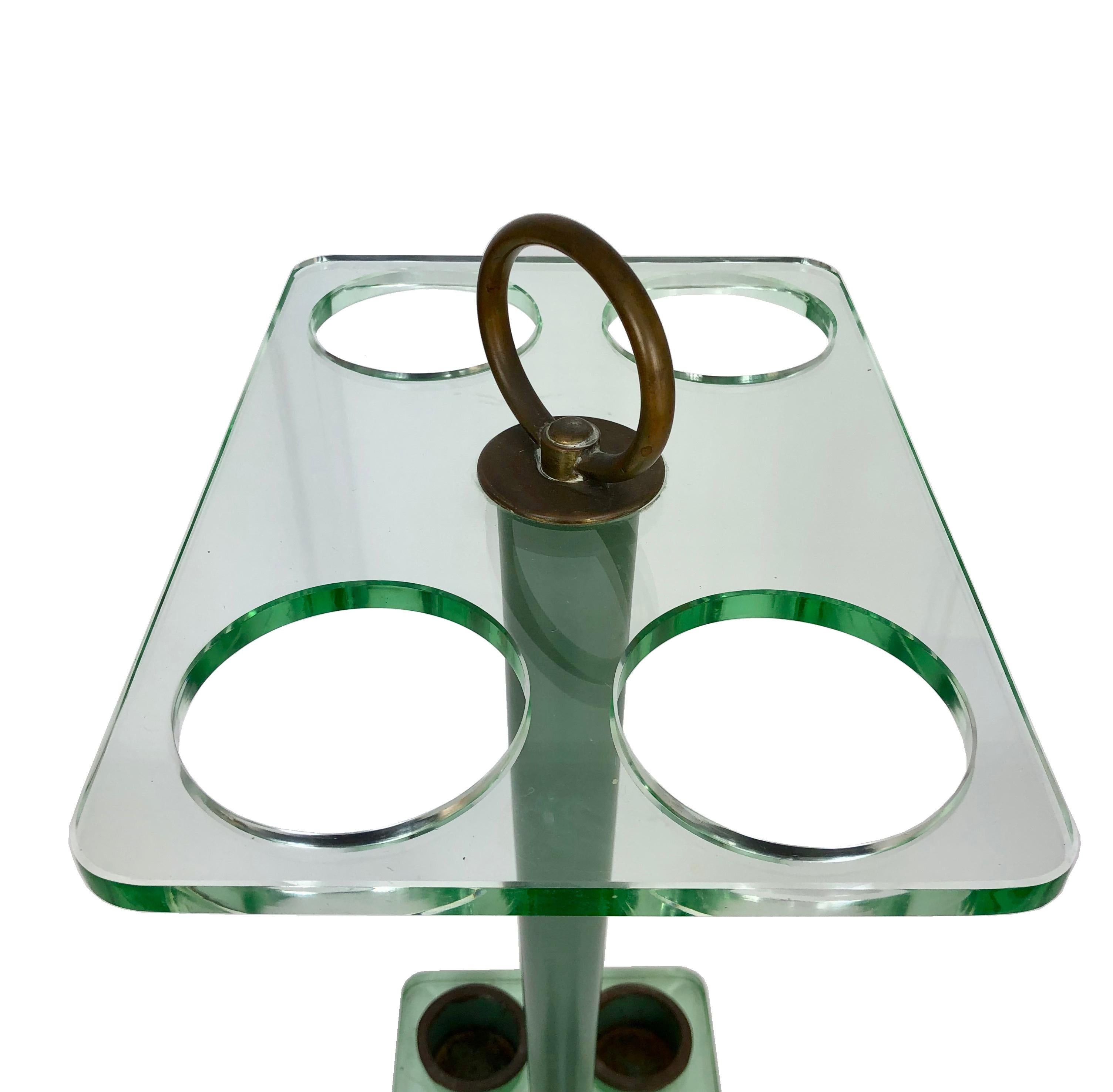 Mid-20th Century Green Crystal Umbrella Stand by Pietro Chiesa for Fontana Arte, 1950s, Italy