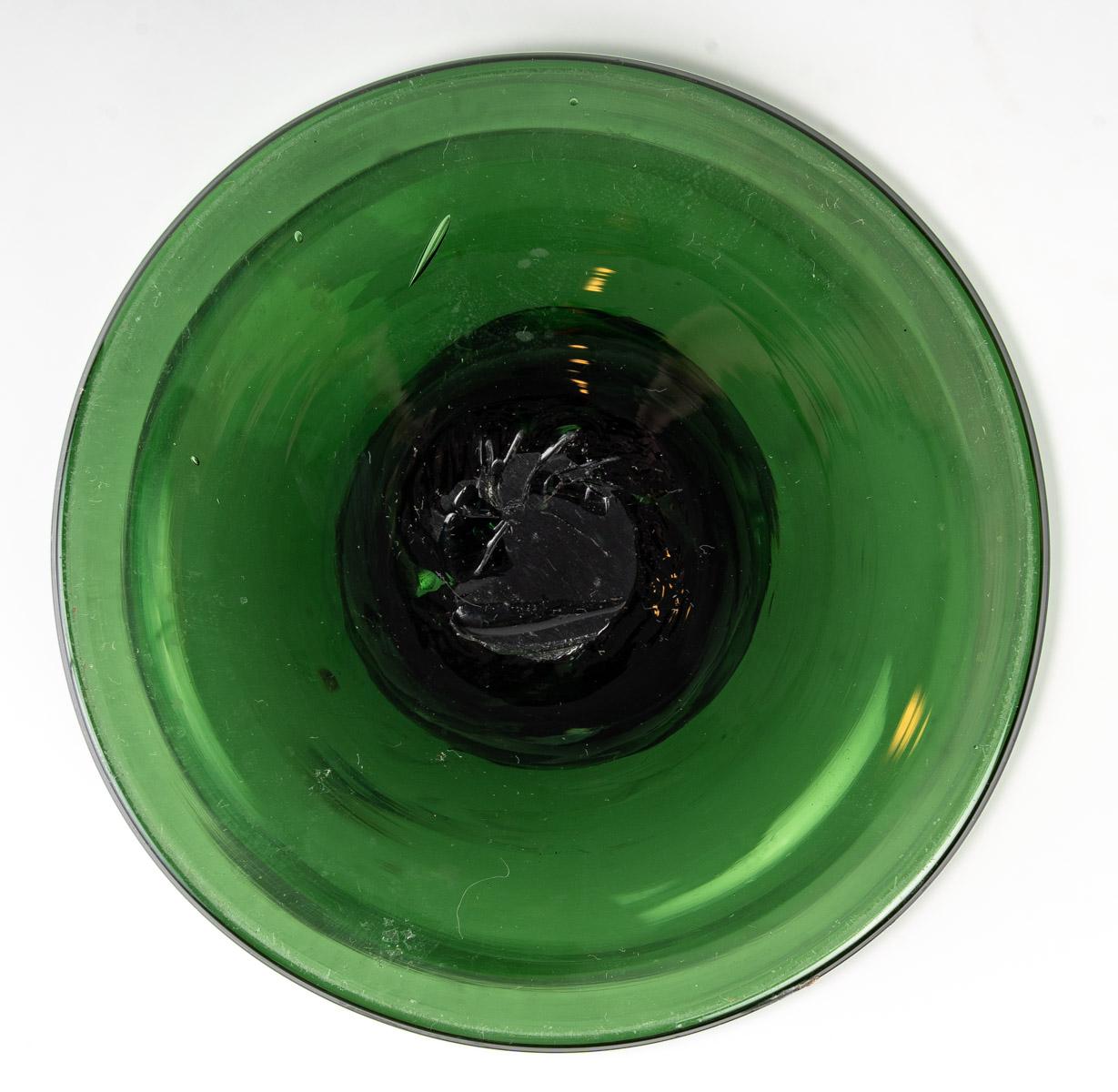 European Green Crystal Vase, 20th Century For Sale