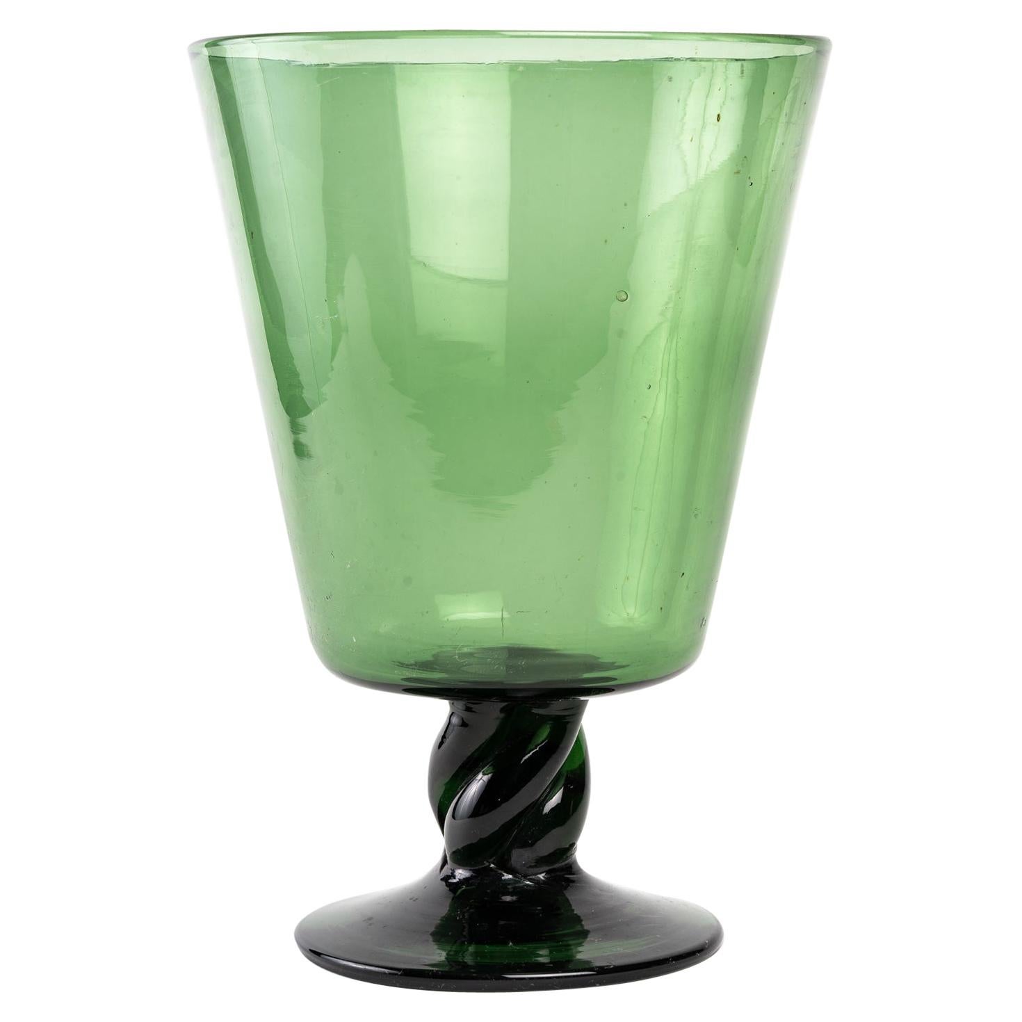 Green Crystal Vase, 20th Century For Sale