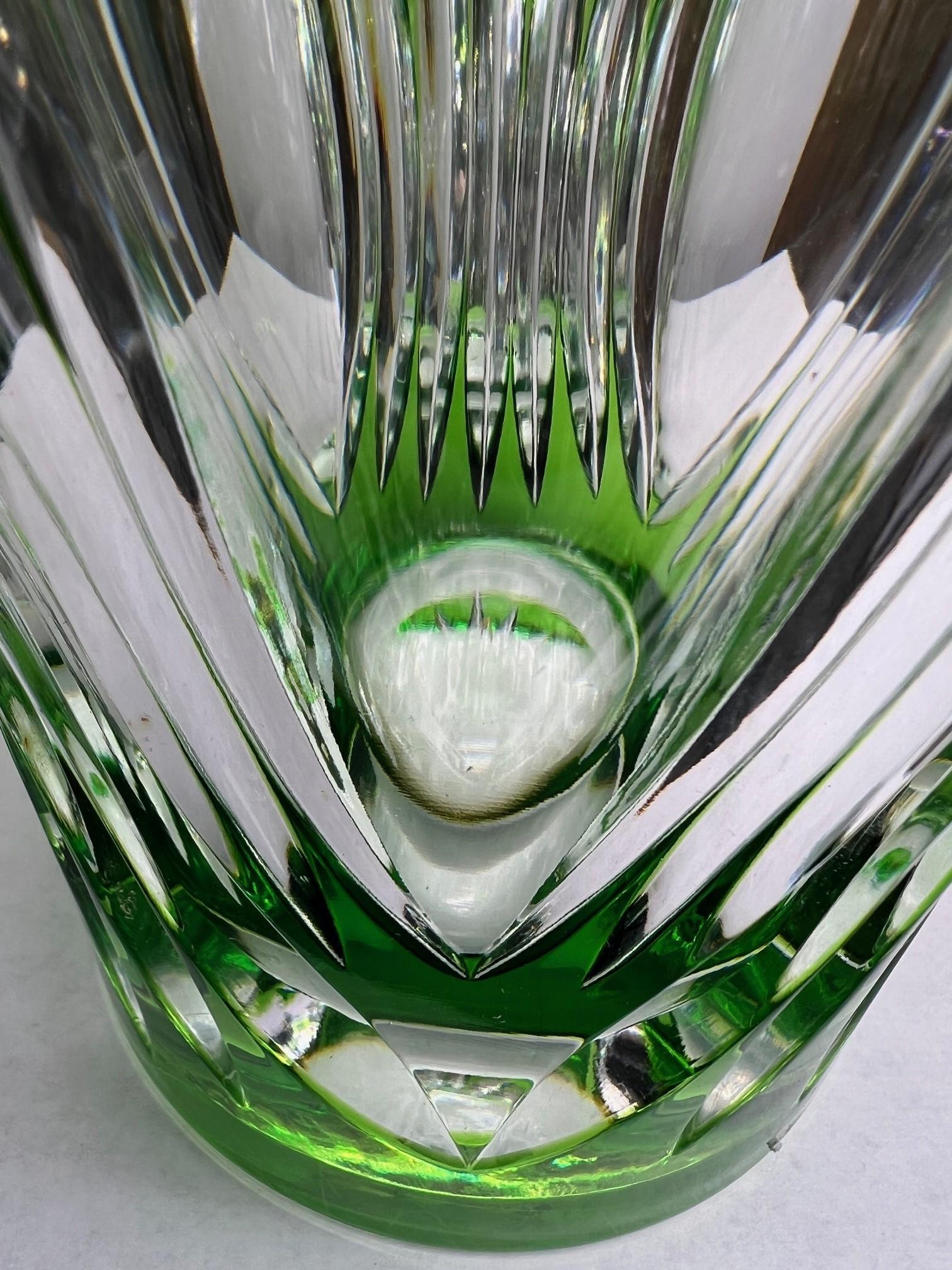 Green Crystal Vase by Caesar Crystal Bohemiae Co. Czech Republic For Sale 8