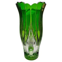 Vaso di cristallo verde di Caesar Crystal Bohemia Co. Repubblica Ceca