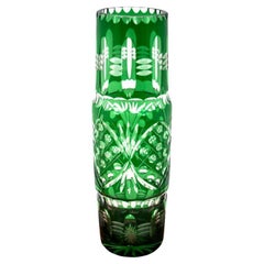Green Crystal Vase, Poland, 1960s