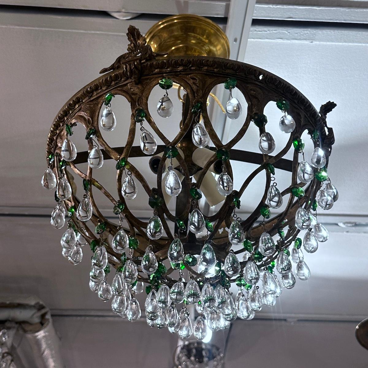 Green Crystals Light Fixture in vendita 3