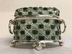 Green Cut to Clear Table Box Attributed to Baccarat