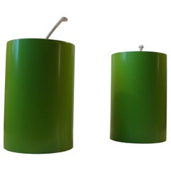 Green Cylindrical Pendant Lamps from Louis Poulsen, 1970s