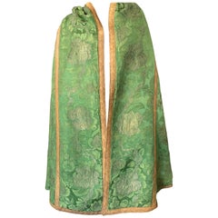 Antique Green Damask and Gilt Thread Chasuble Cape