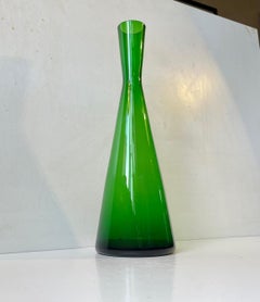 Green Danish Diablo Glass Vase by Per Lütken for Holmegaard, 1960s