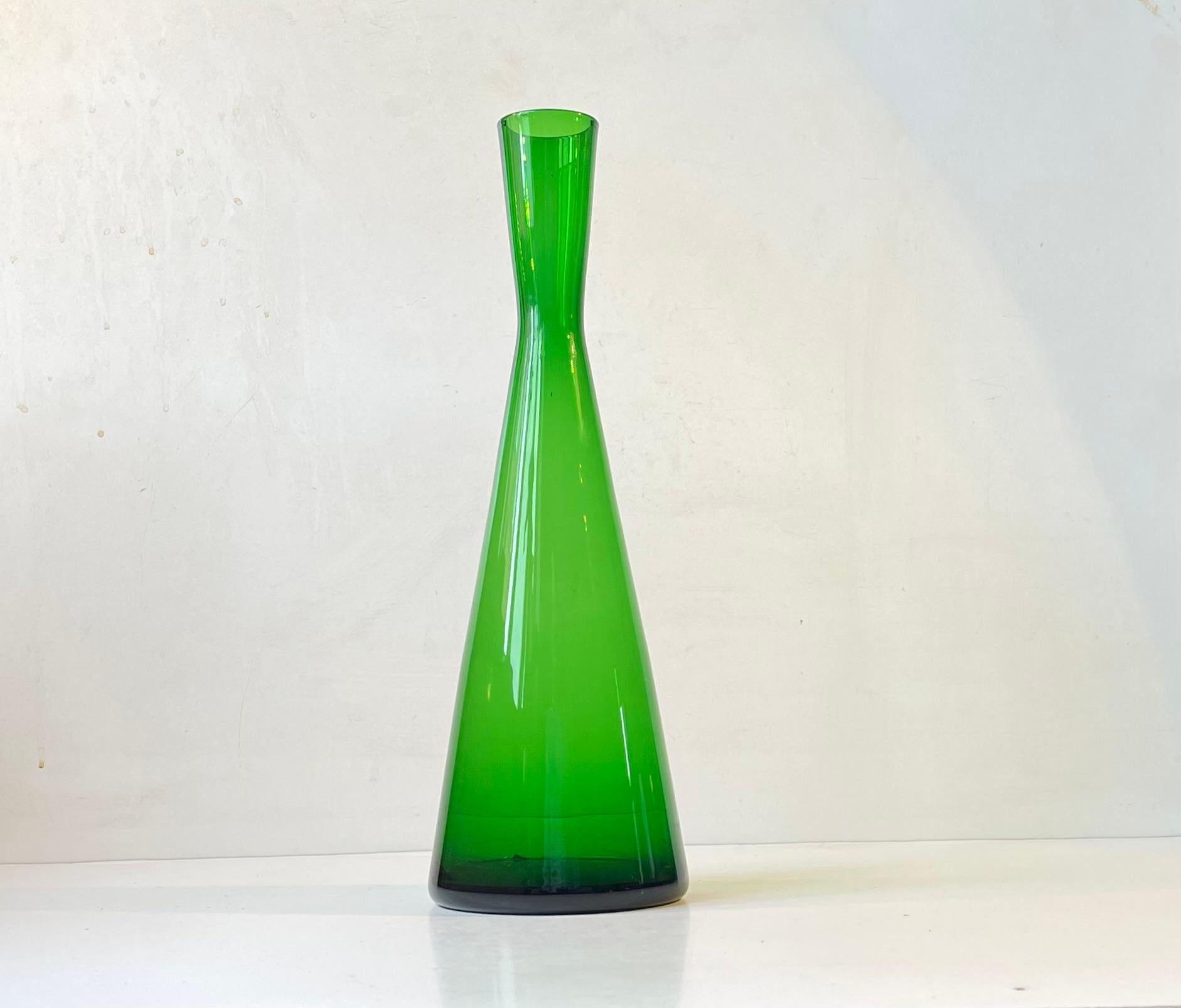 Mid-20th Century Green Danish Diablo Glass Vase by Per Lütken for Holmegaard, 1960s For Sale