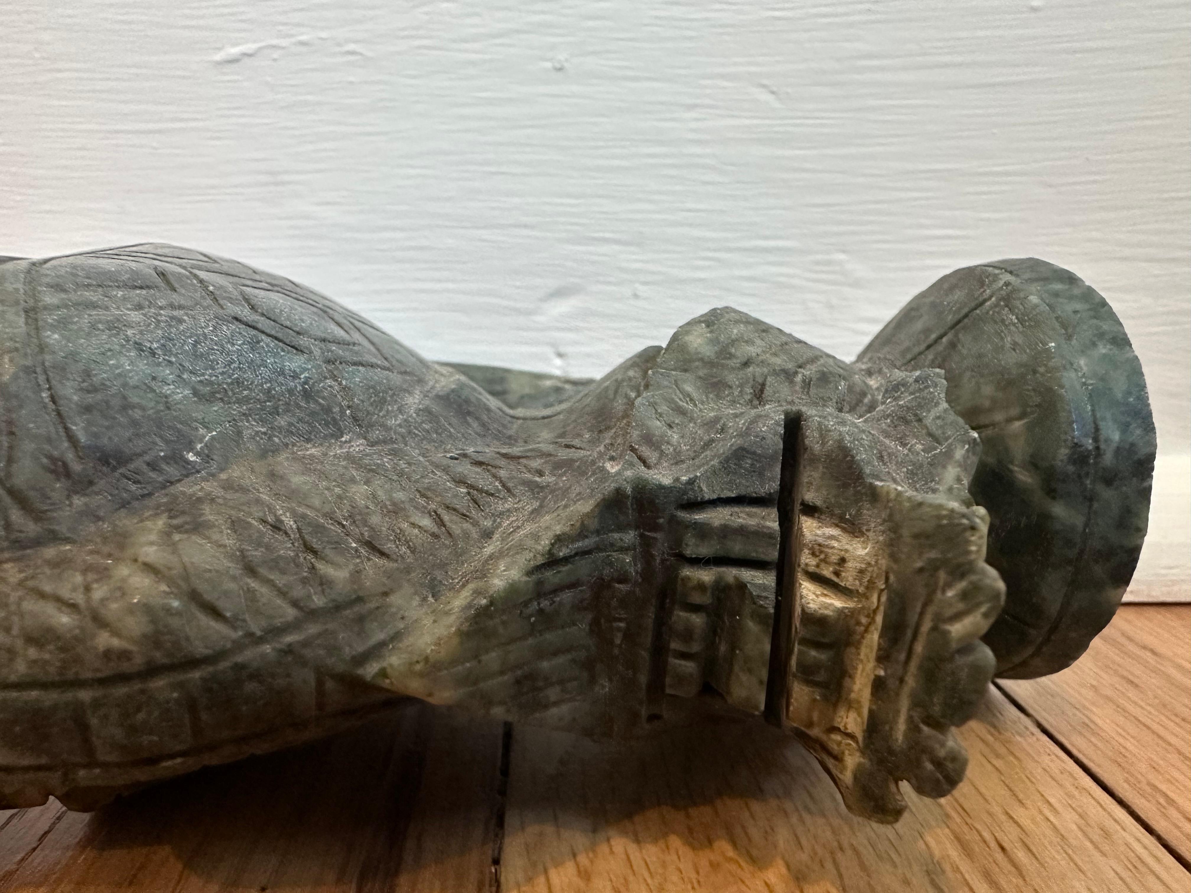 Pierre Greene & Greene Stone Stone Dragon Carving With Dish Candleholder Incense Holder en vente