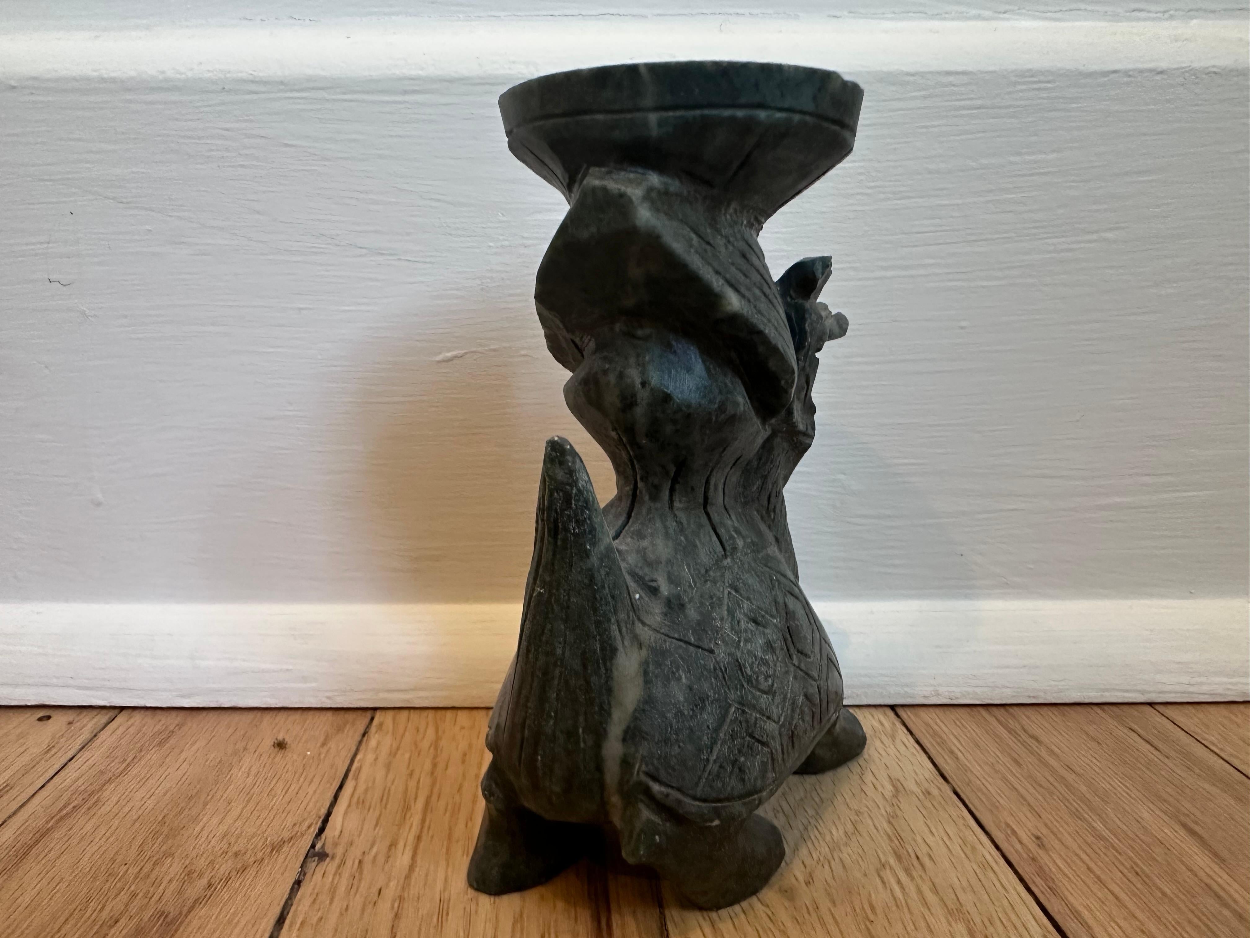 Greene & Greene Stone Stone Dragon Carving With Dish Candleholder Incense Holder en vente 4