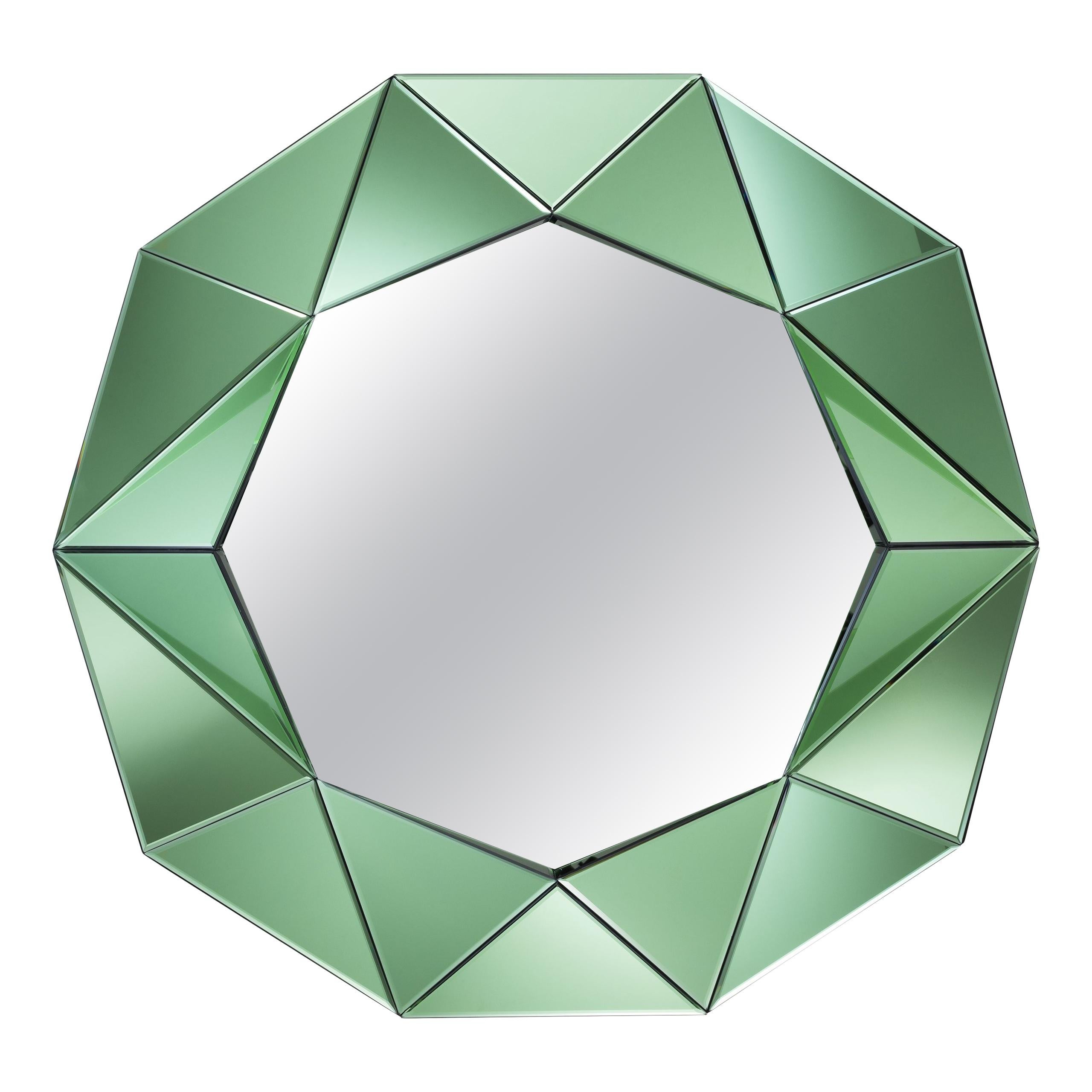 Green Decagonal Wall Mirror