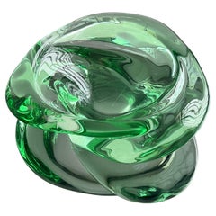 Green decorative Murano bowl, contemporary glass hand made in Italy