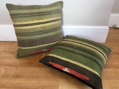 Green Decorative Pillows Handwoven Kilim Decorative Pillow Bench Cushion Cover