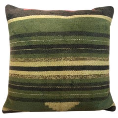 Green Decorative Pillows Handwoven Kilim Decorative Pillow Bench Cushion Cover