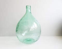 Green Demijohn, Glass Wine Bottle, France, 1950s