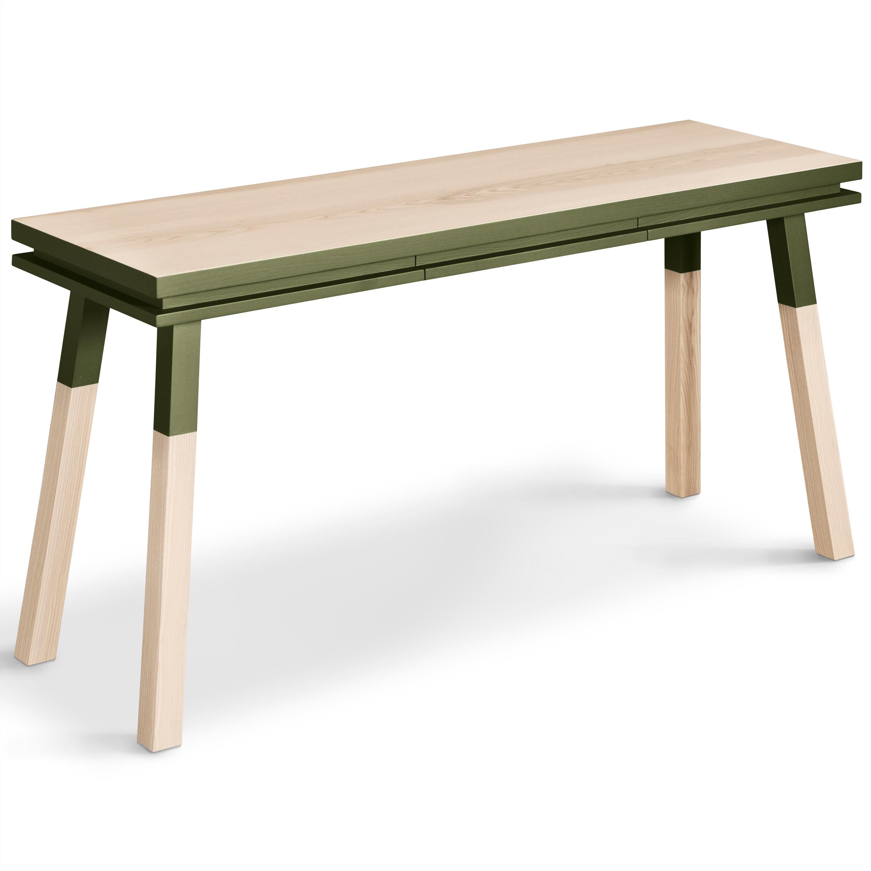 Green desk table in solid Ash, design by Eric Gizard, Paris - 11 colours In New Condition For Sale In Landivy, FR