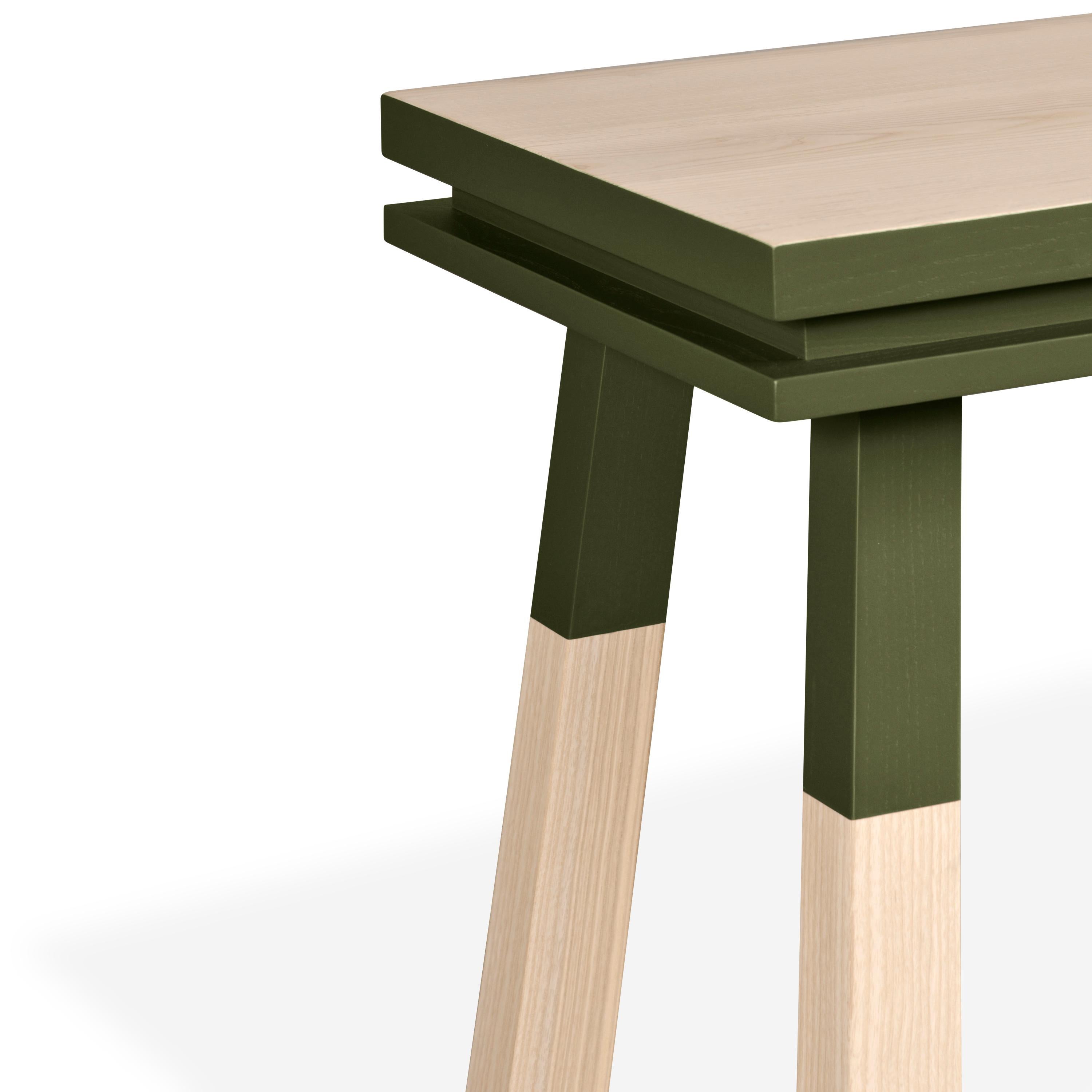 Contemporary Green desk table in solid Ash, design by Eric Gizard, Paris - 11 colours For Sale