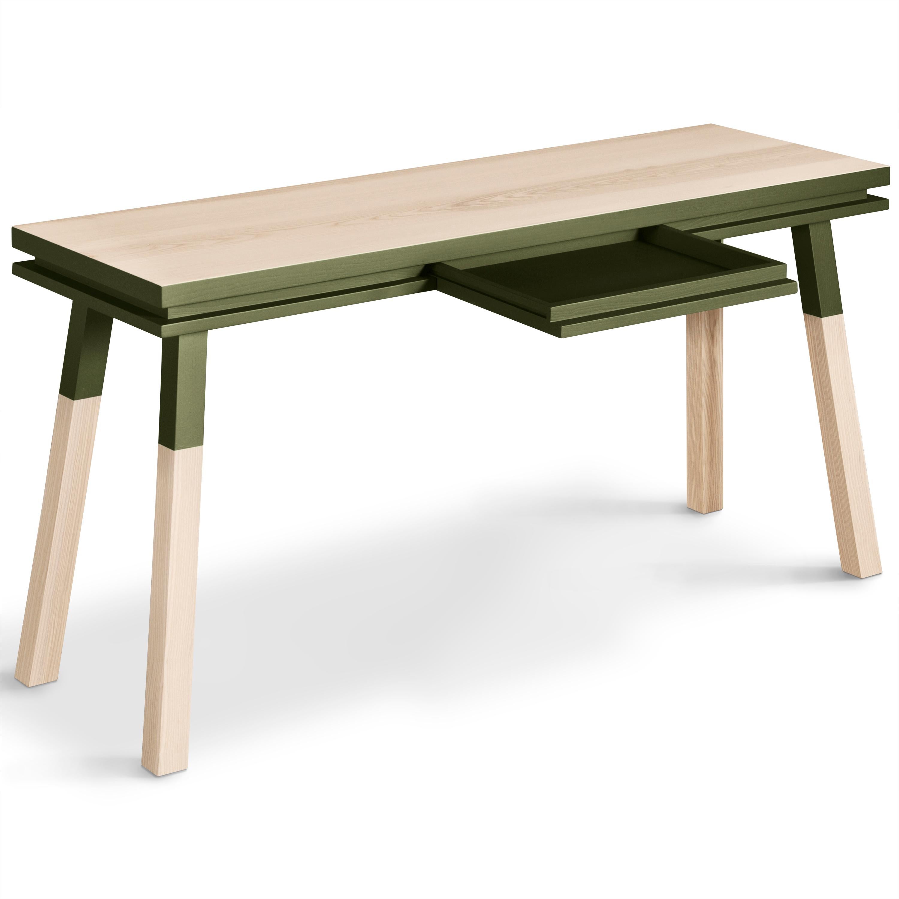 Escritorio francés de madera verde diseñado por Eric Gizard, París - 11 colores Madera en venta