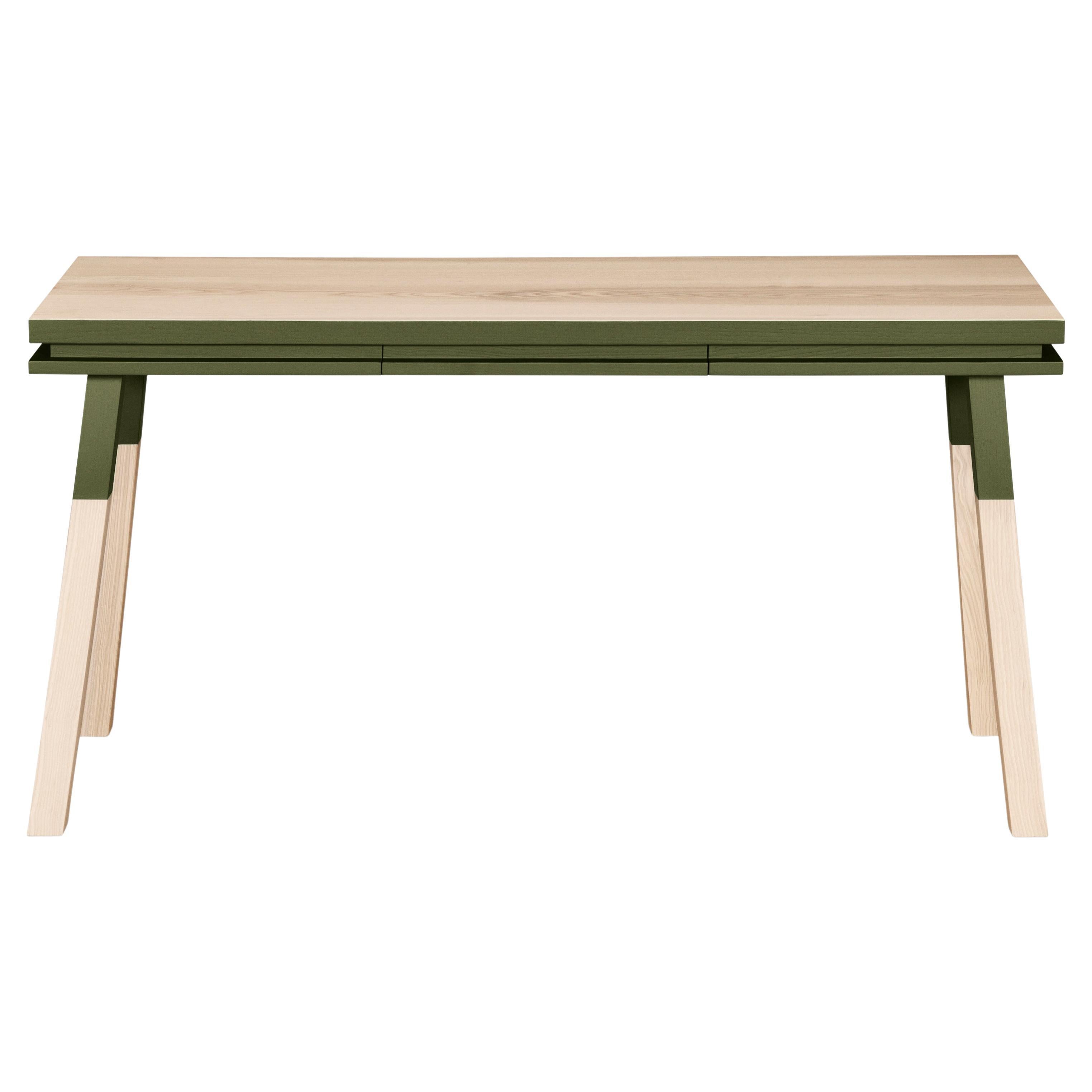 Green desk table in solid Ash, design by Eric Gizard, Paris - 11 colours