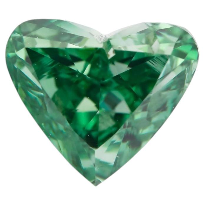 Green Diamond - 0.43ct Natural Loose Fancy Vivid Green Color GIA SI2 Heart