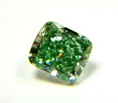 Green Diamond - 0.52ct Natural Loose Fancy Vivid Green Color GIA VS1 Cushion