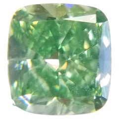 Green Diamond - 0.52ct Natural Loose Fancy Vivid Green Color GIA VS1 Cushion