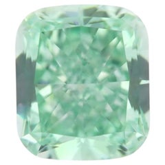 Green Diamond - 0.71ct Natural Loose Fancy Blue Green Color GIA SI1 Cushion