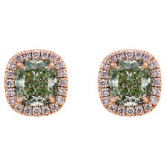 Pendientes de diamante verde amarillento fantasía