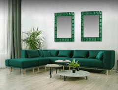 Green Diamond" Murano Glass Mirror in Contemporary Style by Fratelli Tosi Murano