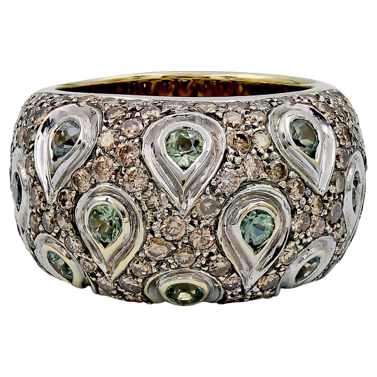 Green Diamond Pavé Cocktail Ring For Sale