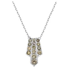 Platinum Green Diamond Pendant Necklace 