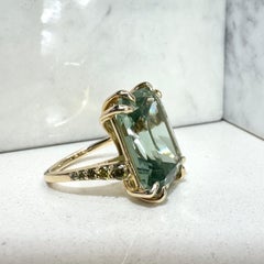 Green Diamond Prasiolite 14k gold cocktail Ring