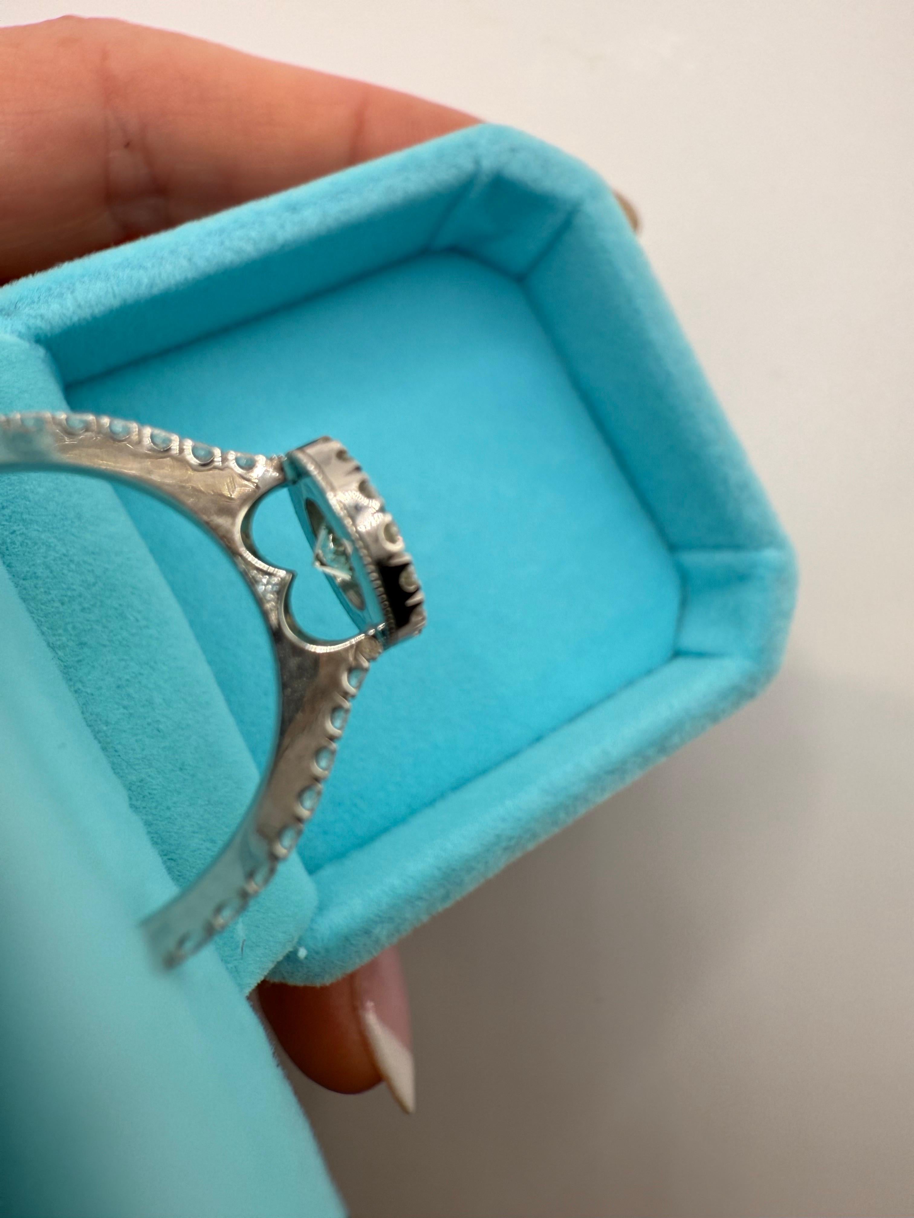 Brilliant Cut Green Diamond ring 18KT gold Halo engagement ring custom made For Sale