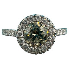 Green Diamond ring 18KT gold Halo engagement ring custom made