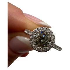 Green Diamond ring 18KT gold Halo engagement ring custom made