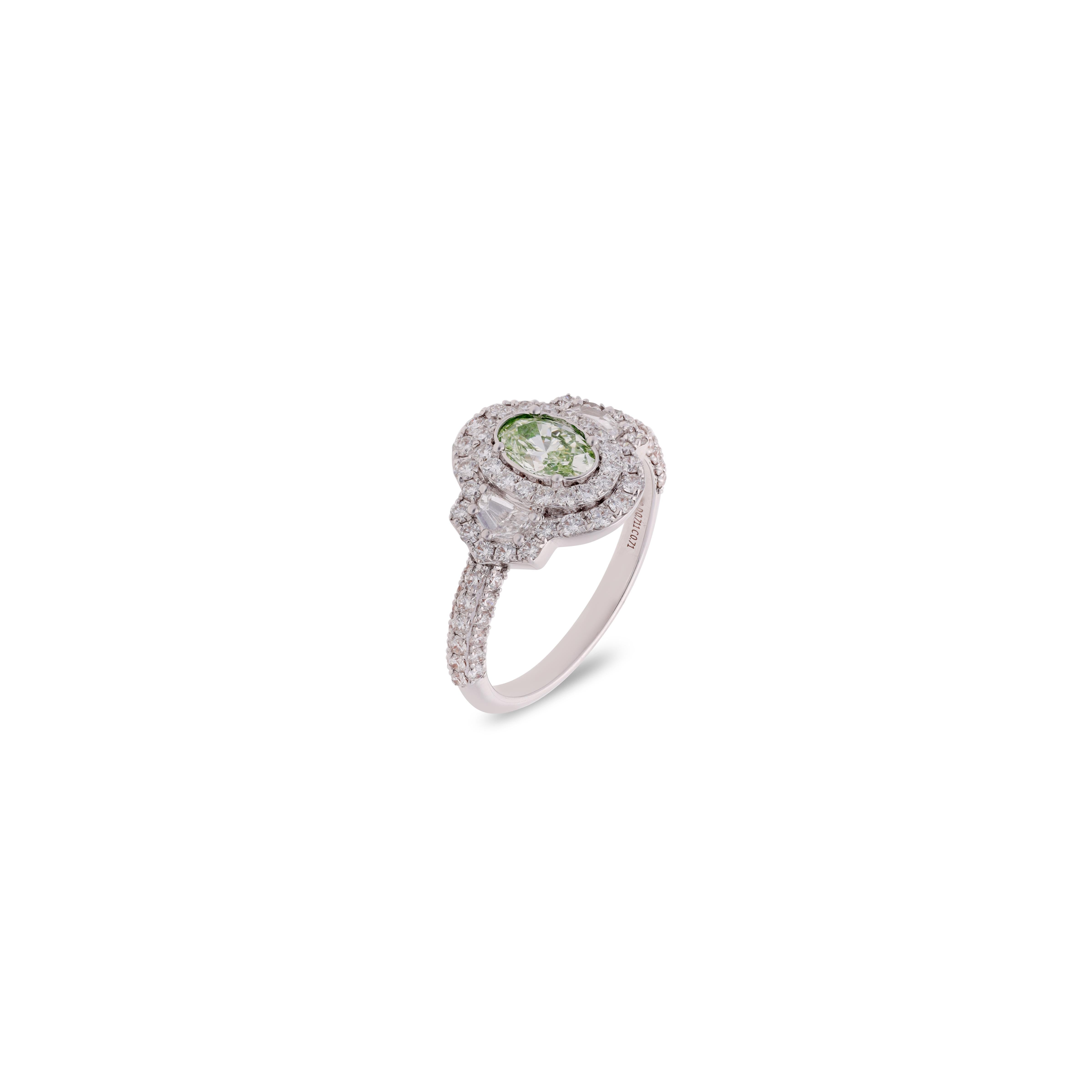 Modernist Green Diamond Ring For Sale
