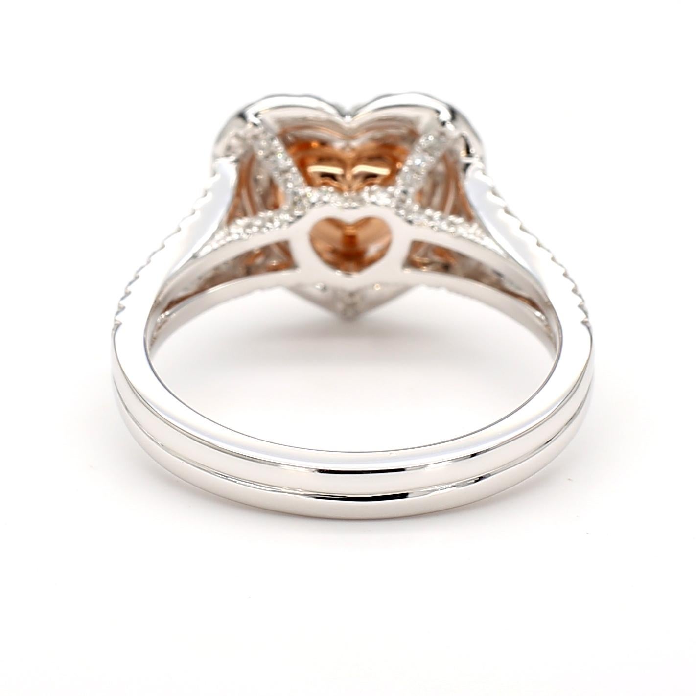 Grüner Diamantring Herzform *GIA zertifiziert* Fancy Color 18K Weißgold Damen im Angebot