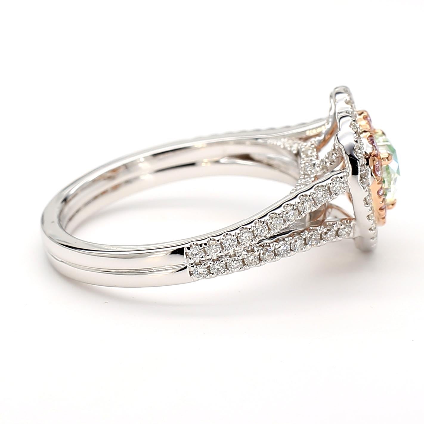 Grüner Diamantring Herzform *GIA zertifiziert* Fancy Color 18K Weißgold im Angebot 2