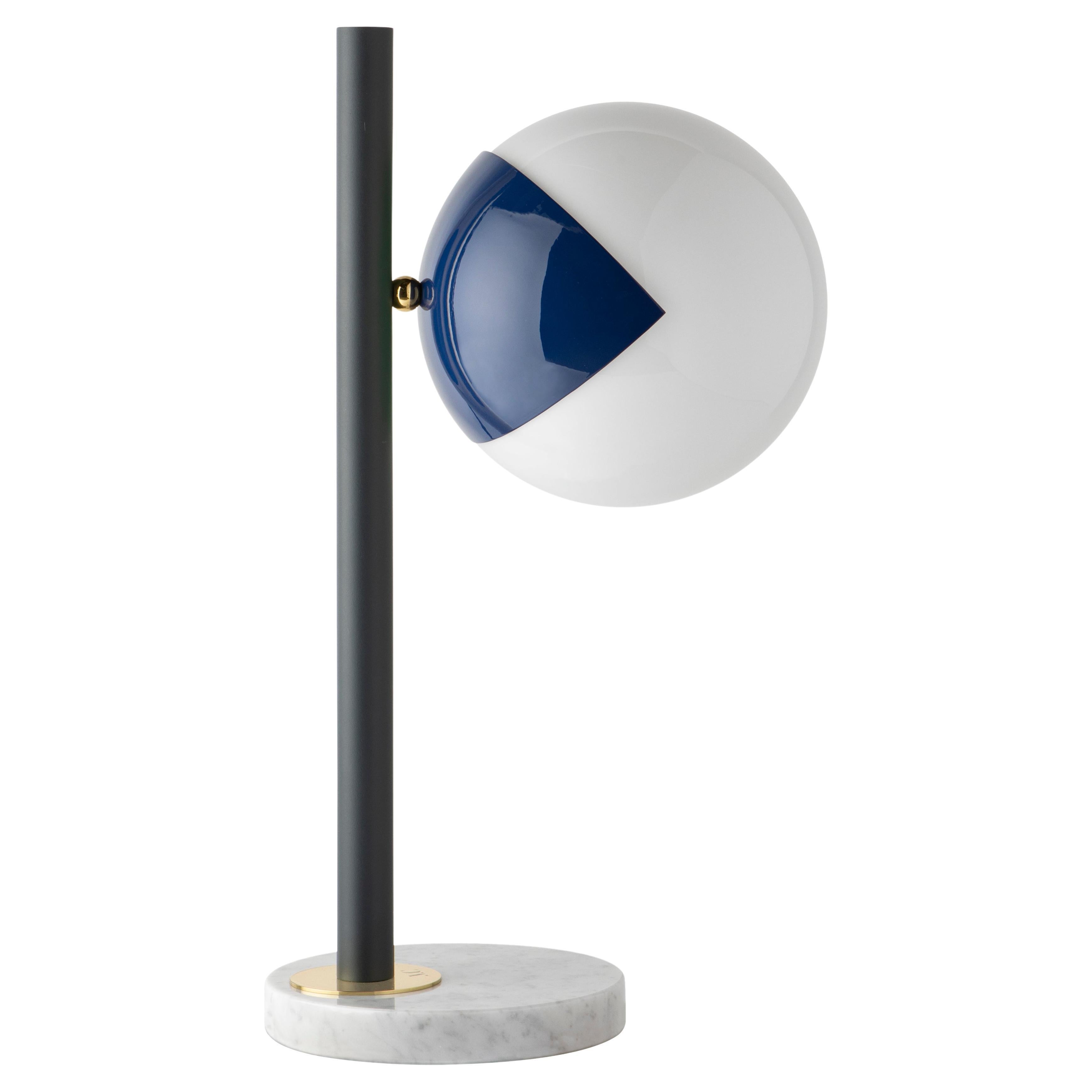 Green Dimmable table lamp Pop-Up black by Magic Circus Editions
Dimensions: Ø 22 x 30 x 53 cm 
Materials: Carrara marble base, smooth brass tube, glossy mouth blown glass

All our lamps can be wired according to each country. If sold to the USA