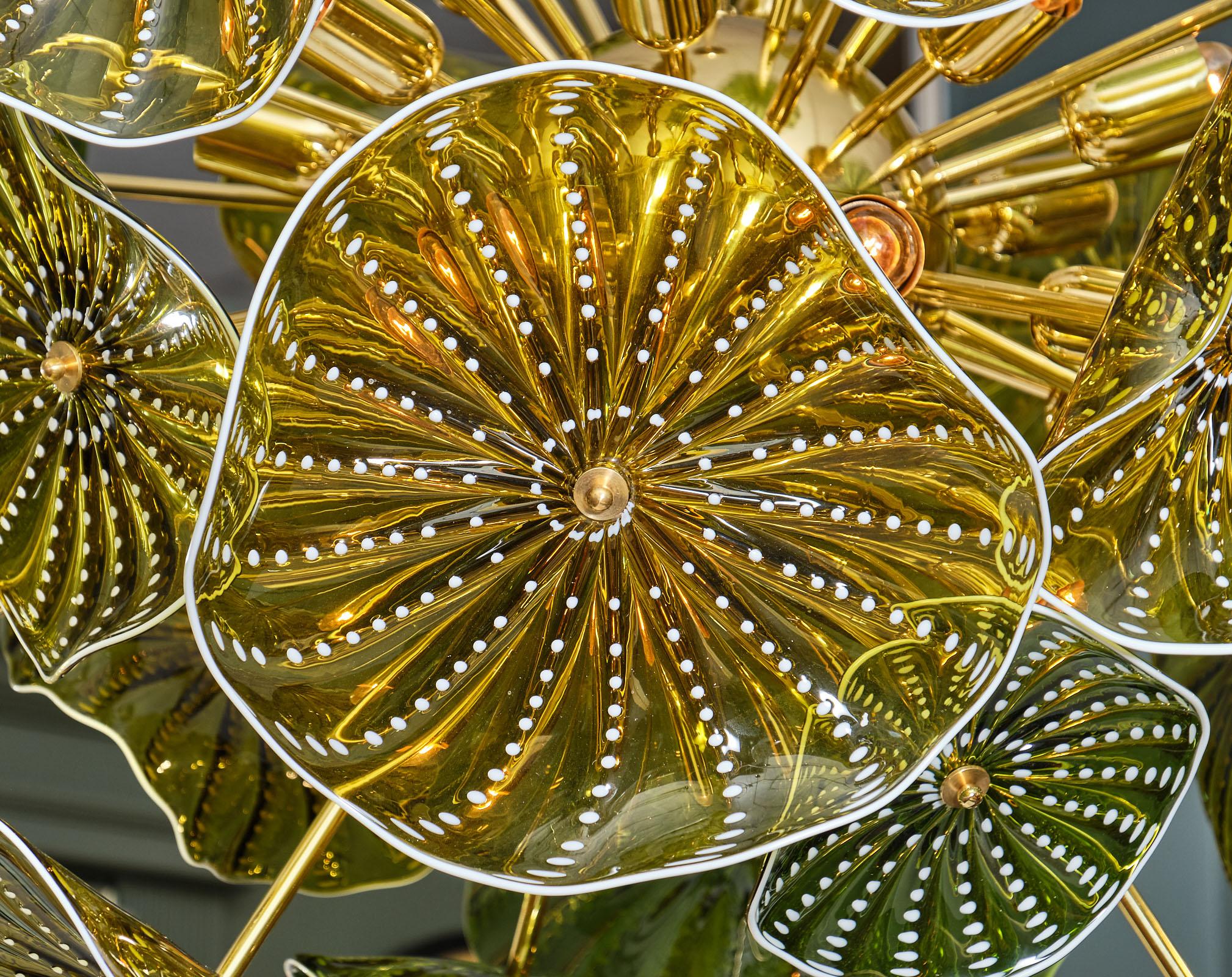 Lustre en verre de Murano à disque vert 2